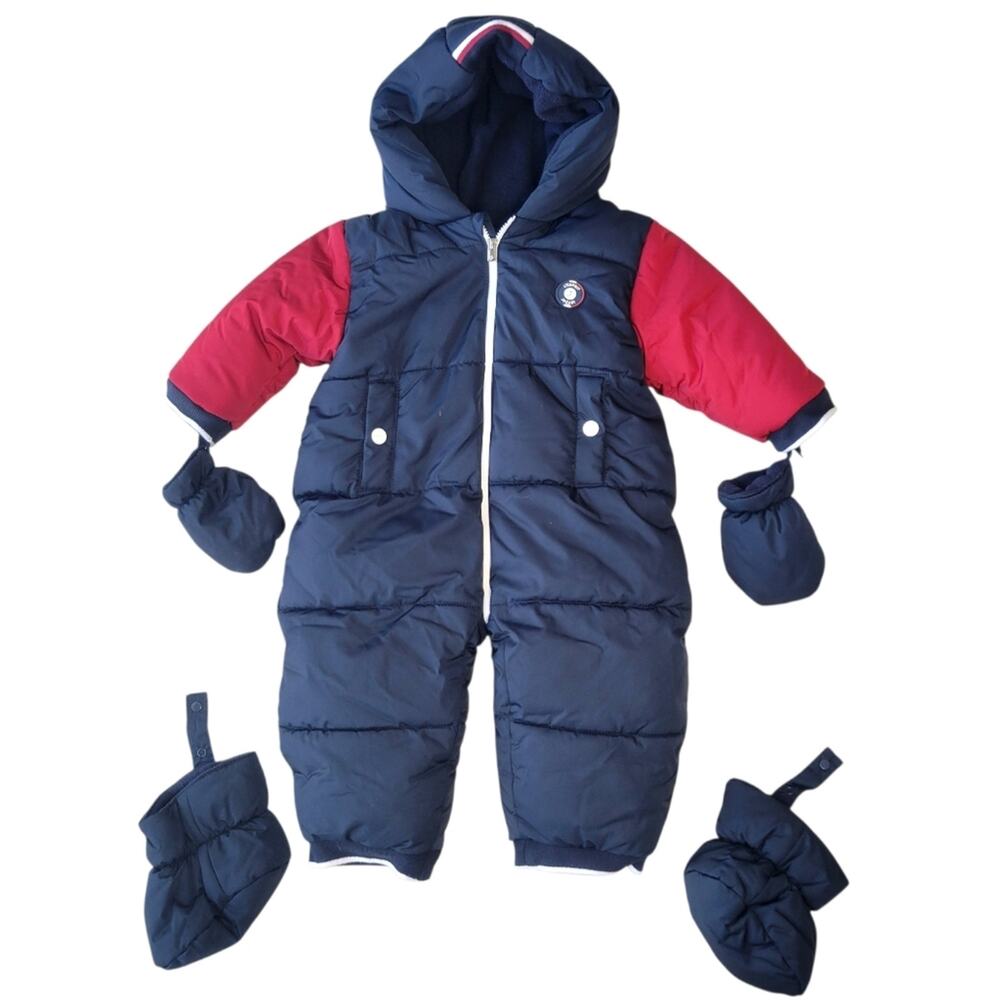 Jacadi Baby Toddler Puffer Bunting Snowsuit Insulated Gloves Booties Unisex 18M